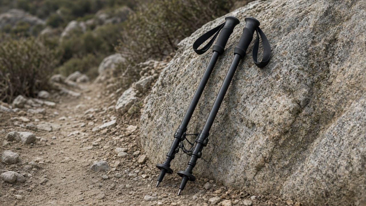 Bastones de sendero plegables — Plano héroe en tablero de campo